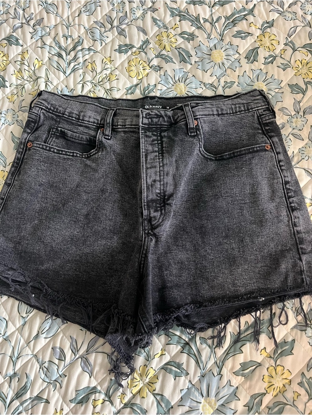 Old Navy Washed Black High-Rise Denim Cutoff Shorts